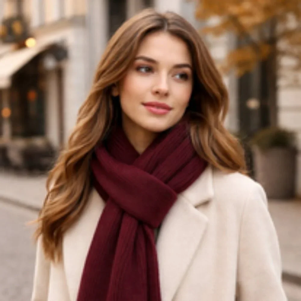 Vintage Merlot Ribbed Knit Scarf – Made in Taiwan R.O.C.